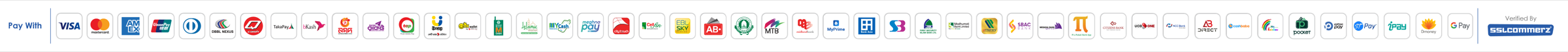 Accepted payment methods, verified by SSLCommerz
